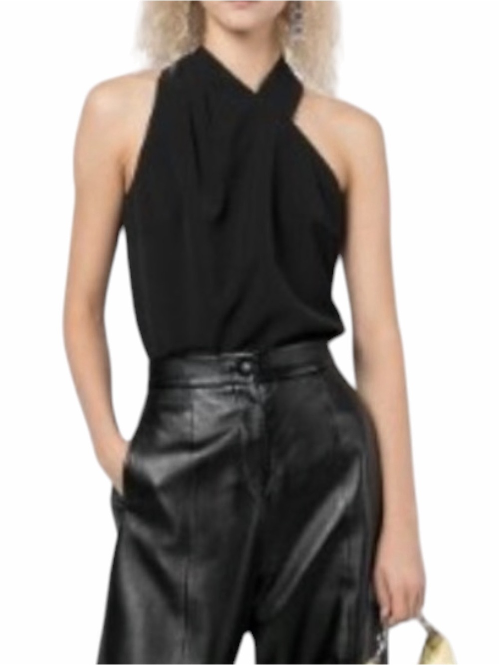 Milly Cady Halter Top Black Asymmetrical Neck Sleeveless Top SMALL